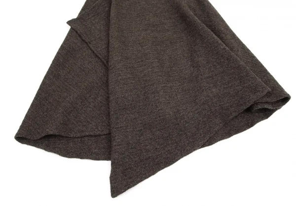ヨウジヤマモト ノアールYohji Yamamoto NOIR ウールヘリンボーンラップスカート モカグレー1 K-89064_005