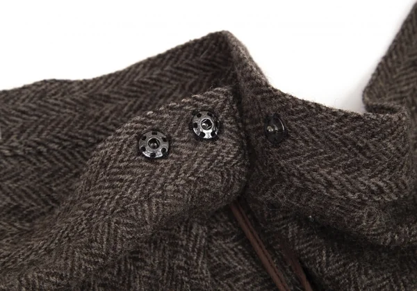 ヨウジヤマモト ノアールYohji Yamamoto NOIR ウールヘリンボーンラップスカート モカグレー1 K-89064_007