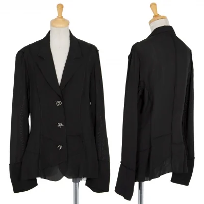 ツモリチサトTSUMORI CHISATO レーヨンデザインメタルボタン切替ジャケット 黒