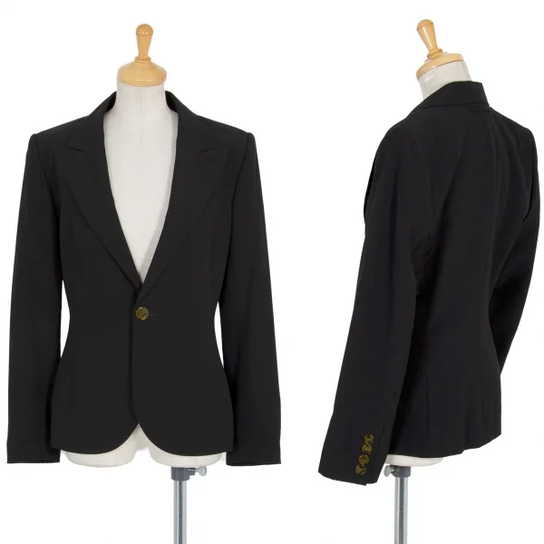 ジャンポールゴルチエ ファムJean Paul GAULTIER FEMME ウールピークドラペル1Bジャケット 黒40 K-89102_001