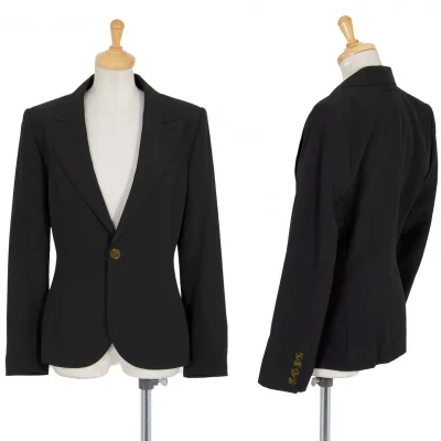 ジャンポールゴルチエ ファムJean Paul GAULTIER FEMME ウールピークドラペル1Bジャケット 黒
