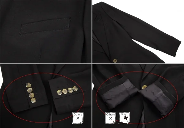 ジャンポールゴルチエ ファムJean Paul GAULTIER FEMME ウールピークドラペル1Bジャケット 黒40 K-89102_005