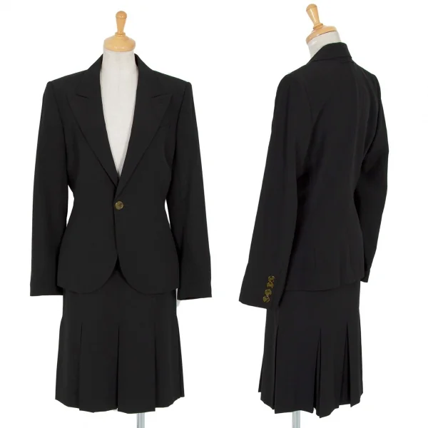 ジャンポールゴルチエ ファムJean Paul GAULTIER FEMME ウールピークドラペル1Bセットアップスーツ 黒40・38 K-89104_001