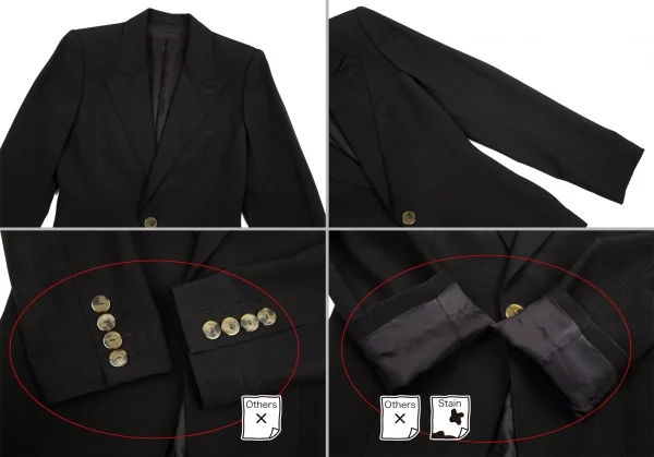 ジャンポールゴルチエ ファムJean Paul GAULTIER FEMME ウールピークドラペル1Bセットアップスーツ 黒40・38 K-89104_004