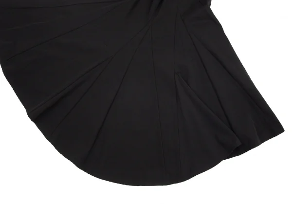 ワイズY’s ウールギャバ切替アシンメトリーフレアスカート 黒3 K-89110_010