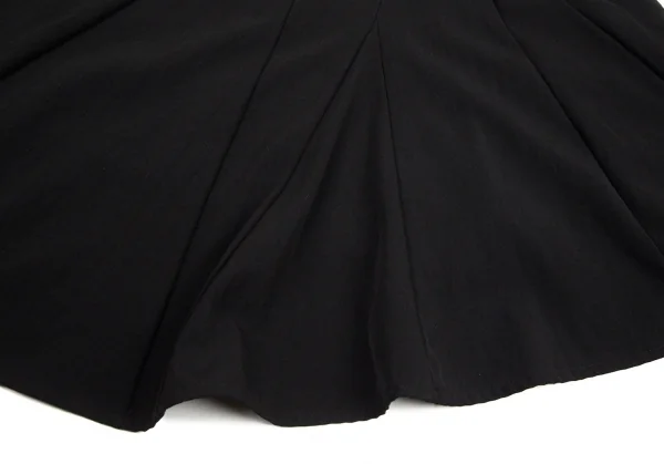 ワイズY’s ウールギャバ切替アシンメトリーフレアスカート 黒3 K-89110_011