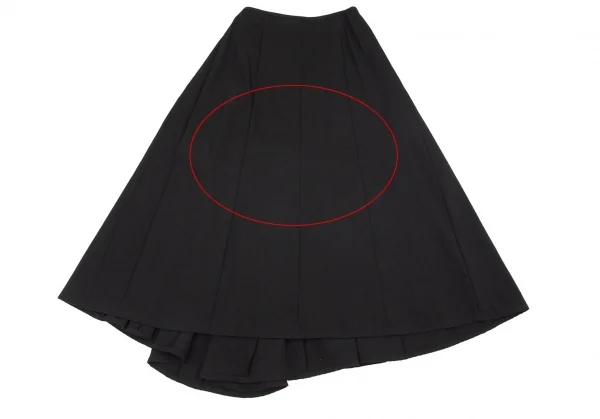 ワイズY’s ウールギャバ切替アシンメトリーフレアスカート 黒3 K-89110_013