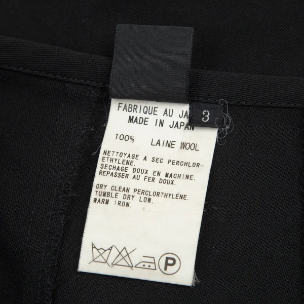 ワイズY’s ウールギャバ切替アシンメトリーフレアスカート 黒3 K-89110_016