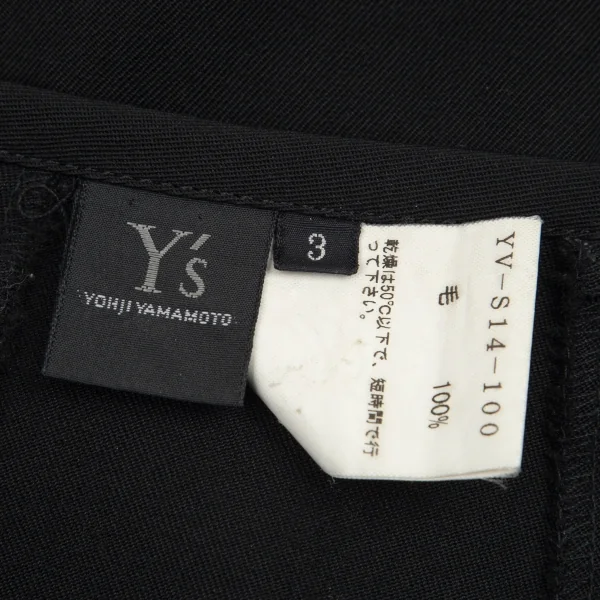 ワイズY’s ウールギャバ切替アシンメトリーフレアスカート 黒3 K-89110_017