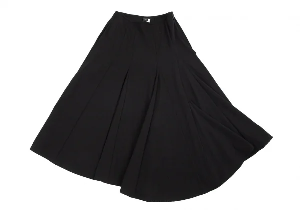 ワイズY’s ウールギャバ切替アシンメトリーフレアスカート 黒3 K-89110_002