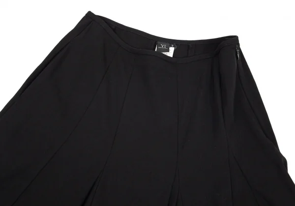 ワイズY’s ウールギャバ切替アシンメトリーフレアスカート 黒3 K-89110_003