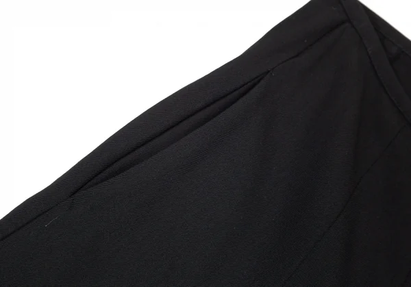 ワイズY’s ウールギャバ切替アシンメトリーフレアスカート 黒3 K-89110_004
