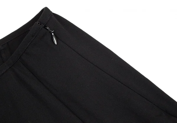 ワイズY’s ウールギャバ切替アシンメトリーフレアスカート 黒3 K-89110_005