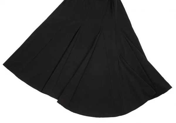 ワイズY’s ウールギャバ切替アシンメトリーフレアスカート 黒3 K-89110_008
