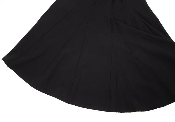 ワイズY’s ウールギャバ切替アシンメトリーフレアスカート 黒3 K-89110_009