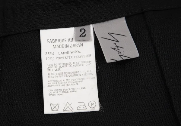 ヨウジヤマモト ファムYohji Yamamoto FEMME サマーウールサイドベルトパンツ 黒2 K-89118_013