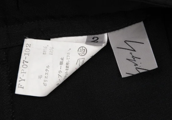 ヨウジヤマモト ファムYohji Yamamoto FEMME サマーウールサイドベルトパンツ 黒2 K-89118_014