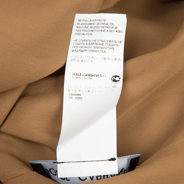 ドルチェ&ガッバーナDOLCE&GABBANA クレープレース切替デザインラウンドカラーワンピース モカゴールド42 K-89127_015