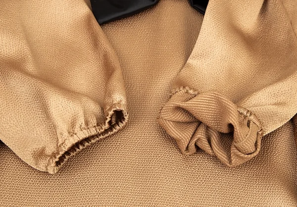 ドルチェ&ガッバーナDOLCE&GABBANA クレープレース切替デザインラウンドカラーワンピース モカゴールド42 K-89127_005