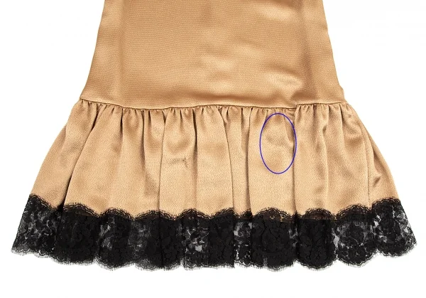 ドルチェ&ガッバーナDOLCE&GABBANA クレープレース切替デザインラウンドカラーワンピース モカゴールド42 K-89127_006