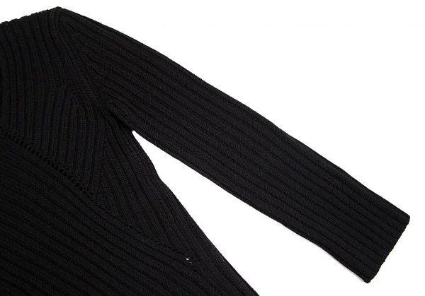 エンポリオアルマーニEMPORIO ARMANI フロント切替デザインVネックリブニット 黒40 K-89128_005