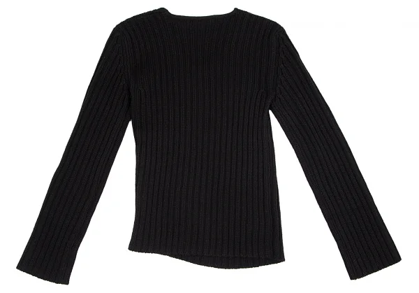 エンポリオアルマーニEMPORIO ARMANI フロント切替デザインVネックリブニット 黒40 K-89128_009