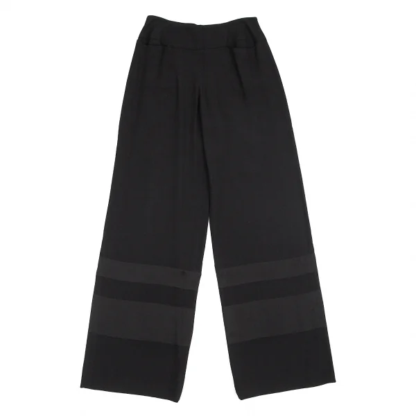 エンポリオアルマーニEMPORIO ARMANI ジョーゼット裾ラインワイドパンツ 黒38 K-89131_001