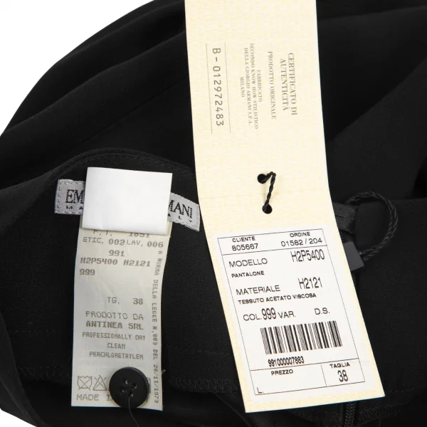 エンポリオアルマーニEMPORIO ARMANI ジョーゼット裾ラインワイドパンツ 黒38 K-89131_011