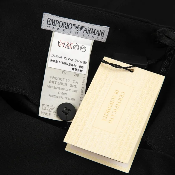 エンポリオアルマーニEMPORIO ARMANI ジョーゼット裾ラインワイドパンツ 黒38 K-89131_012