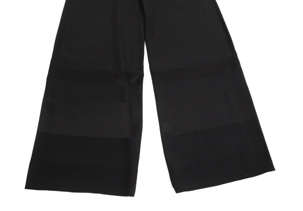 エンポリオアルマーニEMPORIO ARMANI ジョーゼット裾ラインワイドパンツ 黒38 K-89131_004