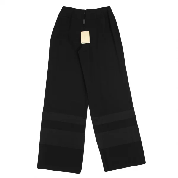 エンポリオアルマーニEMPORIO ARMANI ジョーゼット裾ラインワイドパンツ 黒38 K-89131_007