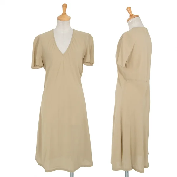 エンポリオアルマーニEMPORIO ARMANI シースルーVネック半袖ワンピース モカ40 K-89132_001