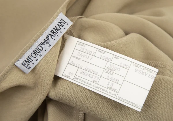 エンポリオアルマーニEMPORIO ARMANI シースルーVネック半袖ワンピース モカ40 K-89132_014