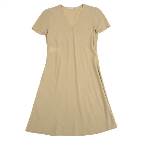 エンポリオアルマーニEMPORIO ARMANI シースルーVネック半袖ワンピース モカ40 K-89132_002