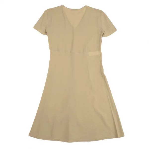 エンポリオアルマーニEMPORIO ARMANI シースルーVネック半袖ワンピース モカ40 K-89132_009