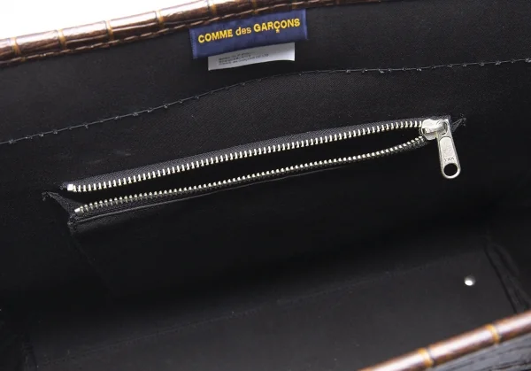 コムデギャルソンCOMME des GARCONS クロコダイルエンボスシンセティックレザーバッグ 茶 K-89159_010