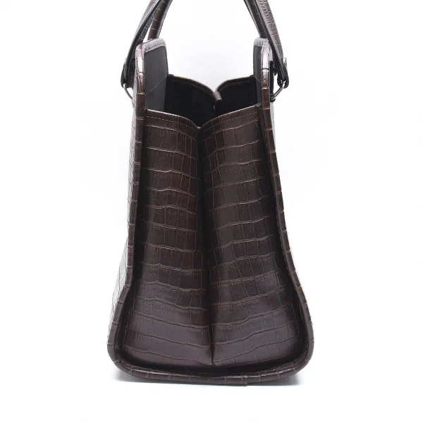 コムデギャルソンCOMME des GARCONS クロコダイルエンボスシンセティックレザーバッグ 茶 K-89159_003