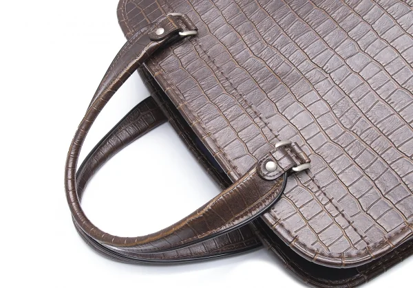 コムデギャルソンCOMME des GARCONS クロコダイルエンボスシンセティックレザーバッグ 茶 K-89159_006