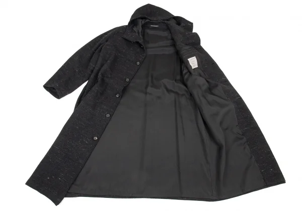 ヨウジヤマモト プールオムYohji Yamamoto POUR HOMME ウールフーデッドロングコート 黒3 K-89173_011