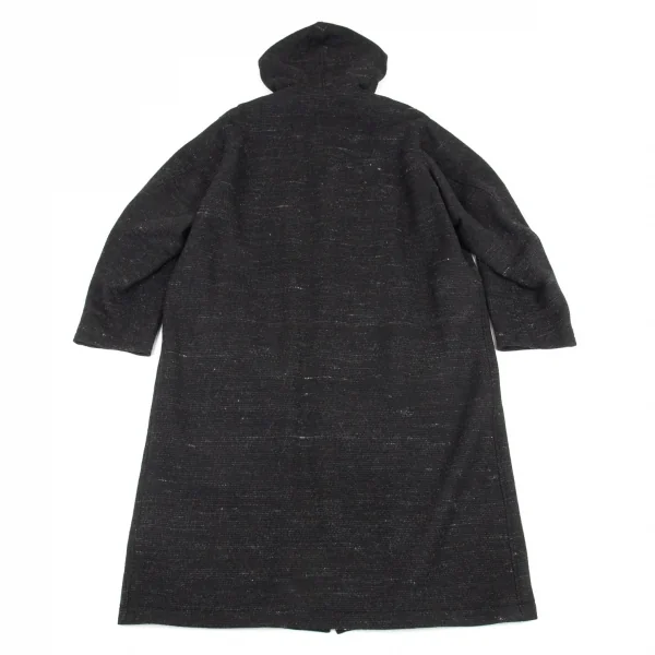 ヨウジヤマモト プールオムYohji Yamamoto POUR HOMME ウールフーデッドロングコート 黒3 K-89173_012