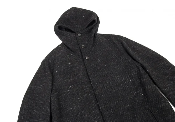 ヨウジヤマモト プールオムYohji Yamamoto POUR HOMME ウールフーデッドロングコート 黒3 K-89173_002