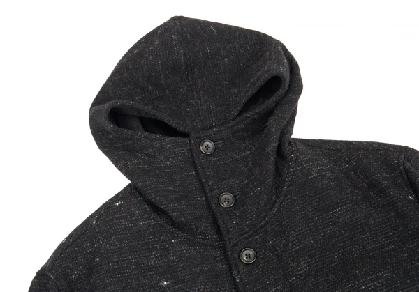 ヨウジヤマモト プールオムYohji Yamamoto POUR HOMME ウールフーデッドロングコート 黒3 K-89173_003
