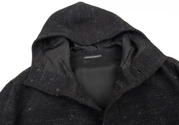 ヨウジヤマモト プールオムYohji Yamamoto POUR HOMME ウールフーデッドロングコート 黒3 K-89173_006
