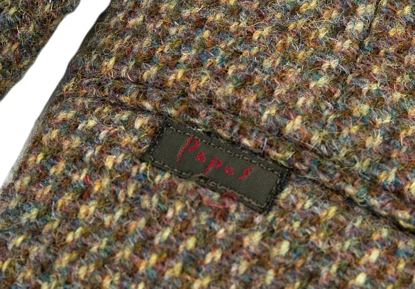 パパスPapas ハリスツイードくるみボタンテーラードジャケット 茶M K-89200_010