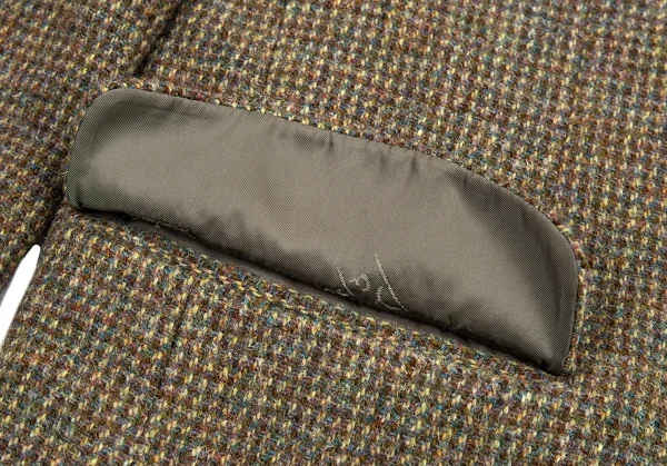 パパスPapas ハリスツイードくるみボタンテーラードジャケット 茶M K-89200_011