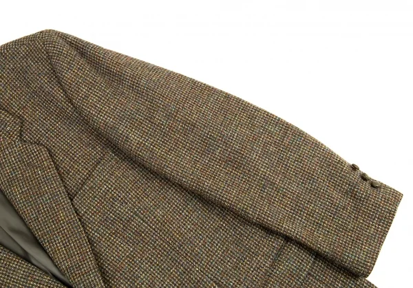 パパスPapas ハリスツイードくるみボタンテーラードジャケット 茶M K-89200_005