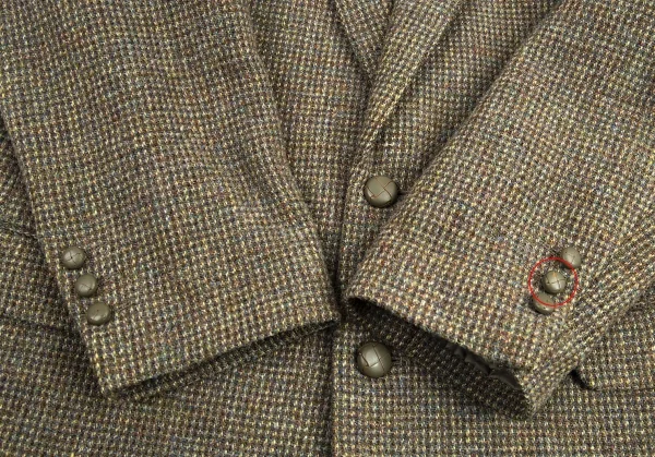 パパスPapas ハリスツイードくるみボタンテーラードジャケット 茶M K-89200_006
