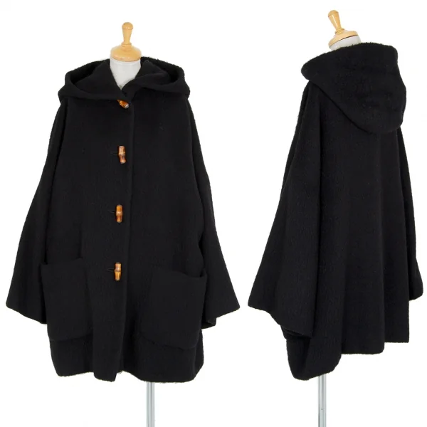 グッチGUCCI バンブートグルフーデッドシャギーコート 黒38 K-89245_001