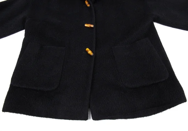 グッチGUCCI バンブートグルフーデッドシャギーコート 黒38 K-89245_010