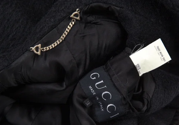 グッチGUCCI バンブートグルフーデッドシャギーコート 黒38 K-89245_017